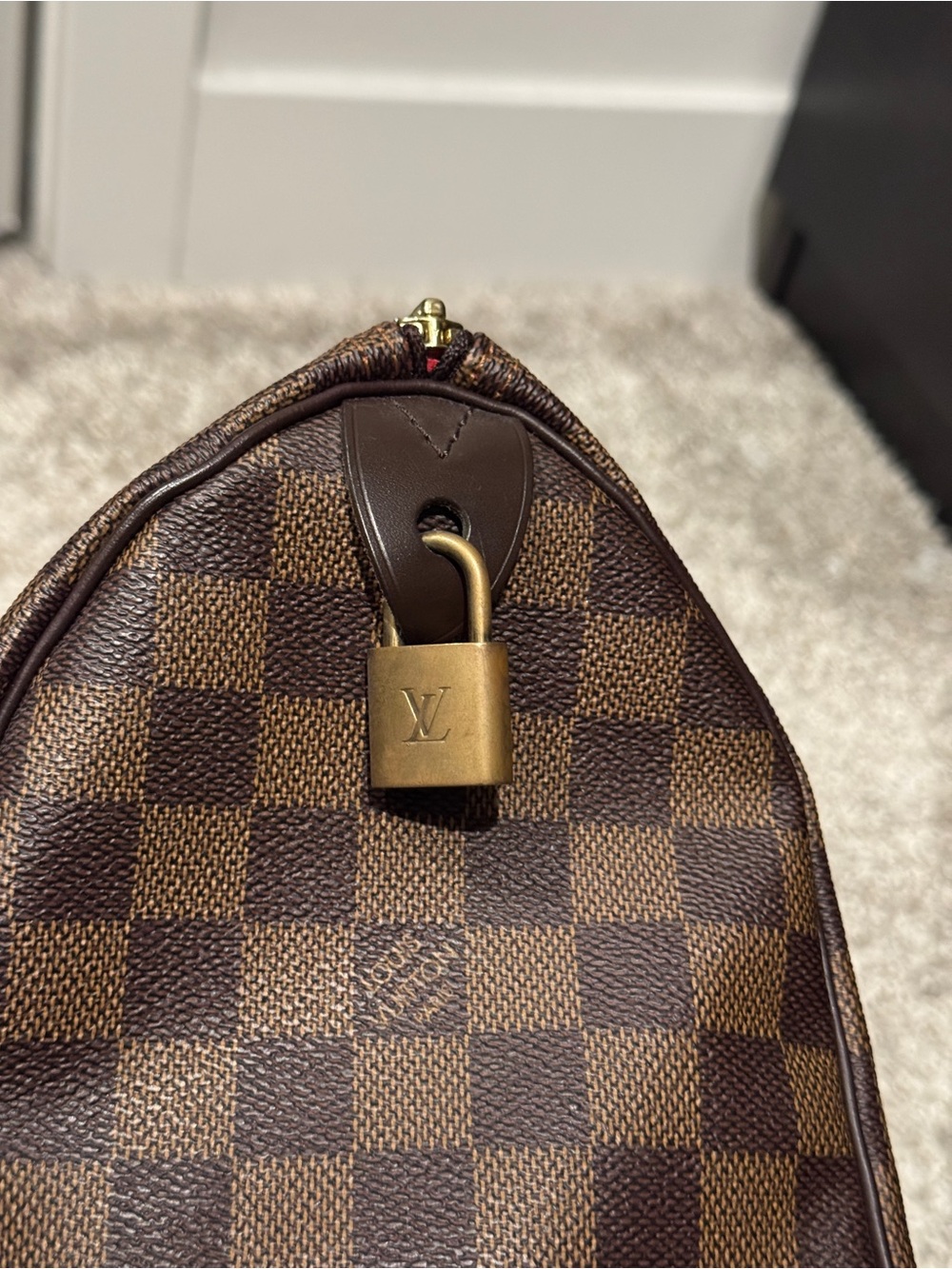 Louis Vuitton Speedy 25 Damier Ebene with strap - Monogrammed “MC” - Picture 4 of 7